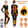 Women Heated Underwear Set Thermal Long Shirt Pants Electric Heating Long Johns Heated Top Pants Set with 28 Heating Zones 3 Heating Modes