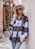 Women's Flannel Plaid Shacket Long Sleeve Button Down Flannel Shirts Plaid Jacket Coats With Chest Pocketed