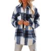 Flannel Plaid Jacket Long Sleeve Button Down Shirts Shacket