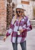 Women's Flannel Plaid Shacket Long Sleeve Button Down Flannel Shirts Plaid Jacket Coats With Chest Pocketed