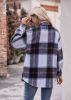 Women's Flannel Plaid Shacket Long Sleeve Button Down Flannel Shirts Plaid Jacket Coats With Chest Pocketed