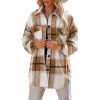 Flannel Plaid Jacket Long Sleeve Button Down Shirts Shacket