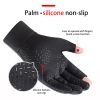 Winter Fishing Gloves Women Men Universal Keep Warm Fishing Protection Anti-slip Gloves 2 Cut Fingers Outdoor Angling