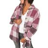 Flannel Plaid Button Long Sleeved Shirt Jacket